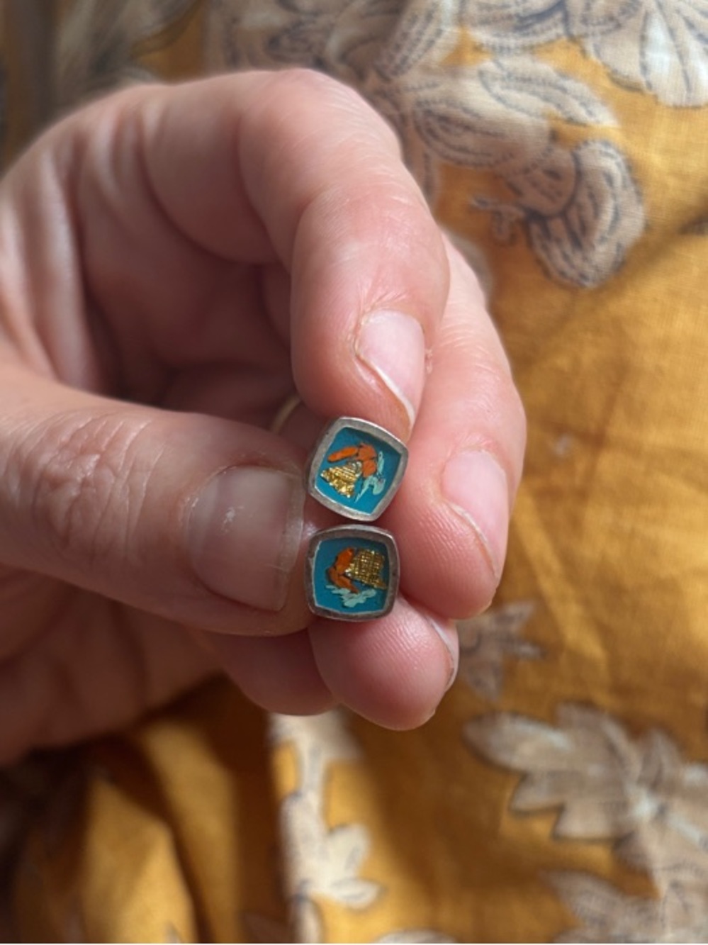 Sterling Silver Turquoise Abstract Stud Earrings - Women Jewelry